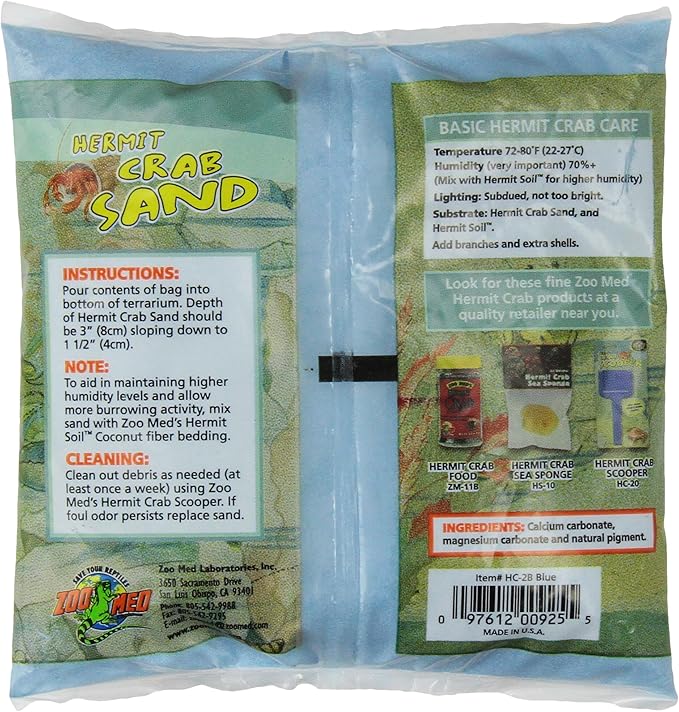 Zoo Med Laboratories SZMHC2B Hermit Crab, 2-Pound, Sand Blue