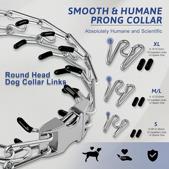 Pinch Collar for Dogs, Prong Training Collar with Quick Release Buckle for Dog Pulling Behavior Correction, Adjustable Pinch Leashes (XL / 23-26" Neck Size)