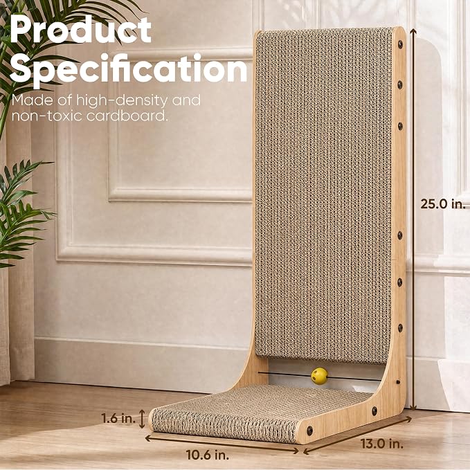 FUKUMARU Cat Scratcher 2 Packs, 25 Inch Cat Scratching Boards, L Shaped Pad - Image 5