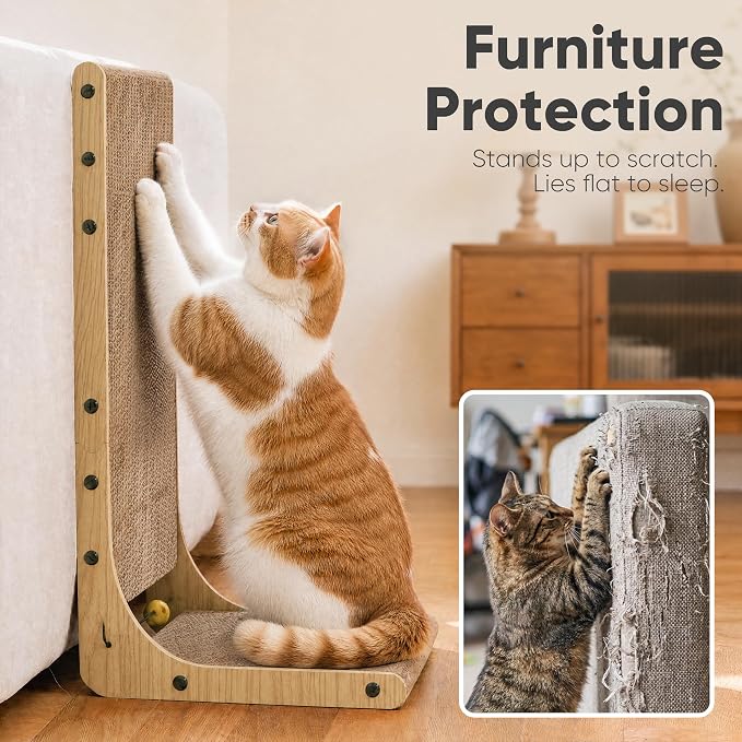 FUKUMARU Cat Scratcher 2 Packs, 25 Inch Cat Scratching Boards, L Shaped Pad - Image 6