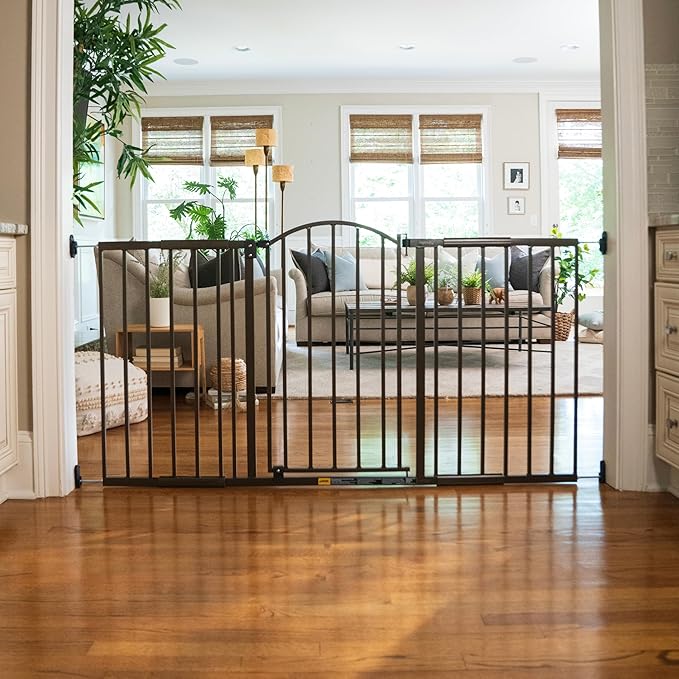 Ingenuity Decorative Extra Wide Baby Gate & Dog Gate, 44"-72" Wide, 36" Tall, Hardware Mounted, Install in Hallways, Bottom of Stairs, or Large Openings - Bronze