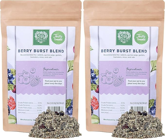 Small Pet Select - Berry Burst Blend, a Natural Treat for Rabbits, Guinea Pigs, Gerbils, Hamsters, Mice, and Rats, 4oz (Pack of 2)