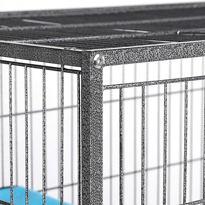 Topeakmart Small Animals Cages Ferret/Guinea Pigs/Chinchilla/Rabbit Cages 2-Story Rolling Metal Cage w/ 2 Removable Ramps &Litter Box, Hammock,Black