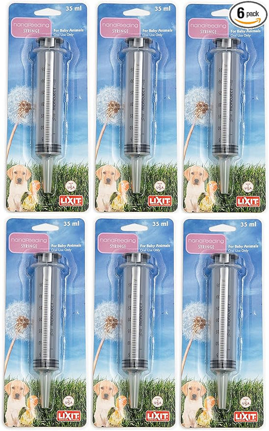 Lixit Hand Feeding Syringes for Puppies, Kittens, Rabbits and Other Baby Animals (35ML Pack of 6)