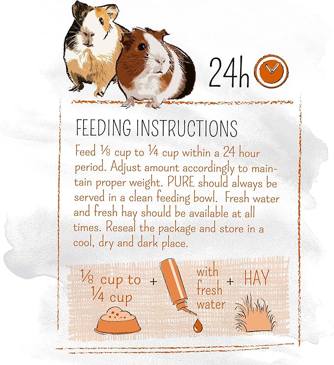 Witte Molen Pure Guinea Pig Food Mixture Papaya & Peas Dry, (Abyssinian, American, Coronet, Peruvian) (3 Pack Pure Guinea Pig Food Mixture Papaya).
