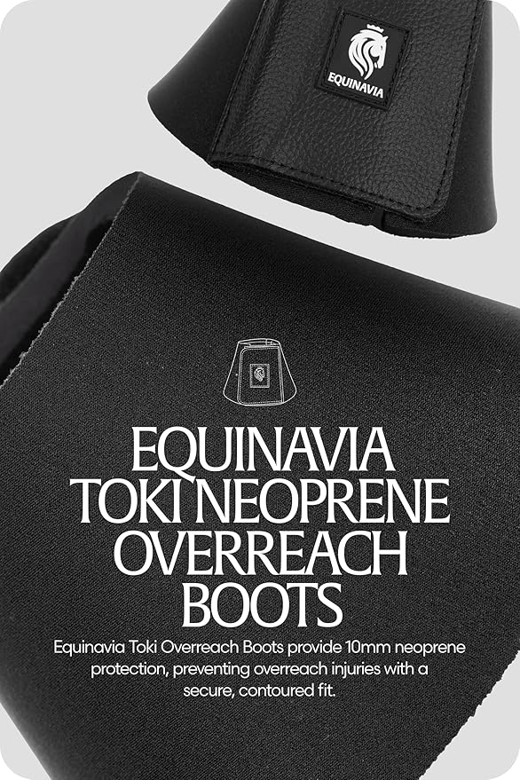 Equinavia Toki Bell Boots for Horses | Neoprene Overreach Boots - Black - M