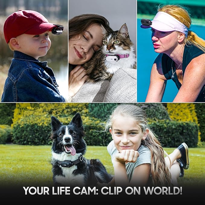 4K UHD Cat& Dog Pet Camera Collar, Video Recorder with Phone App View, Outdoor & Indoor POV Action Cam for Kitty and Big Cats(Black - Pink Waterproof Collar - S, 64g)