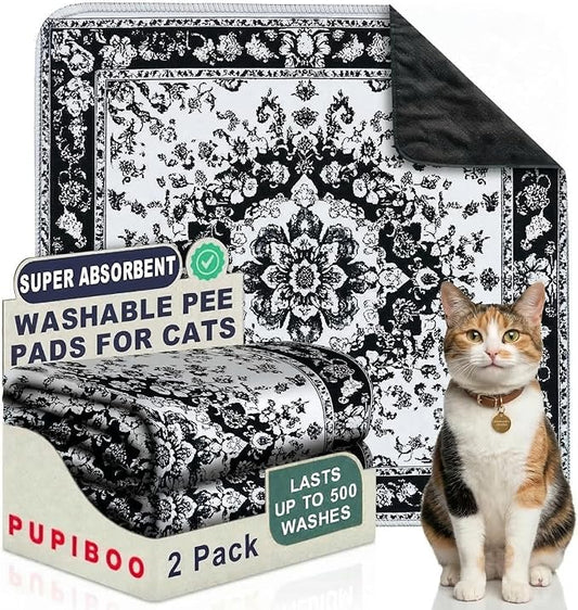 PUPIBOO Washable Pee Pads for Cats & Dogs - Super Absorbent Reusable Cat Litter Mat & Puppy Training Pads - 100% Waterproof, Leak-Proof & Non-Slip Whelping Pads for Pet Housebreaking