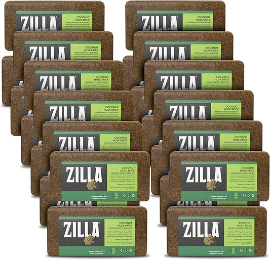 Zilla Coconut Husk Brick 24 Count, Organic Bedding for Reptiles, Made with 100% Coconut Fiber, Ideal for Tropical Habitats and Egg Incubation