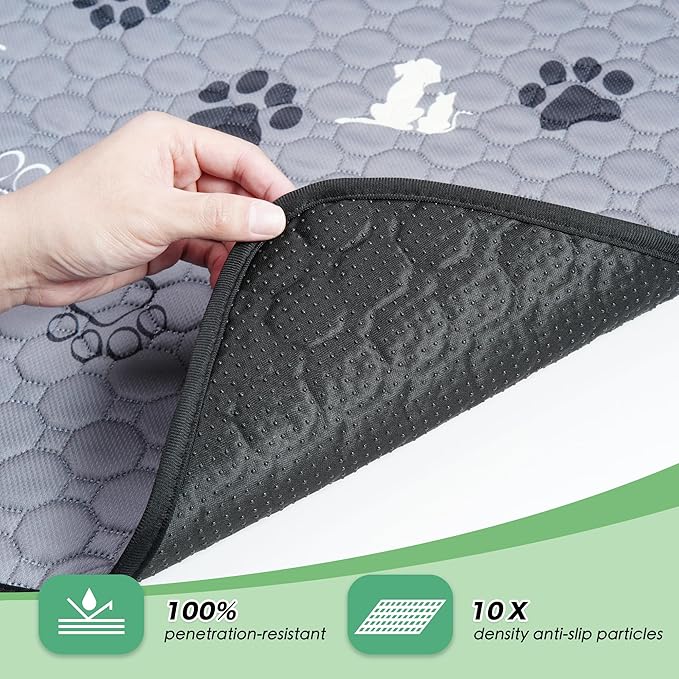 WanpeeGoo Washable Pee Pads, Puppy Pee Pad for Dogs, 2 Pack Absorbent Reusable Training Dog Pads Pet Puppy Pads, Non-Slip Potty Pads for Whelping, Playpen, Crate, Bed, Grey 24"x48"