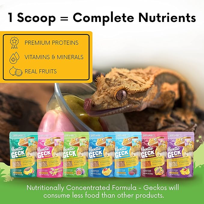 Gargeer 2oz Complete Crested Gecko Food Diet. Premium Mix, Ready to Use Freshly Made Powder. Unique Formula, Developed & Made in the USA. Enjoy! (Fig + Insects Protein)