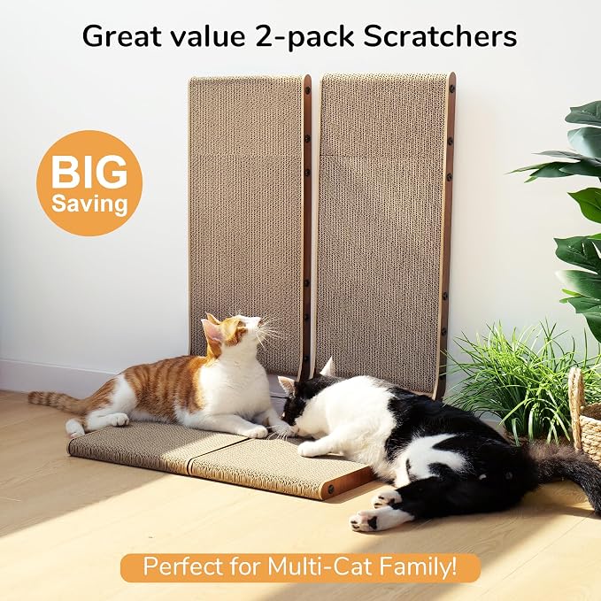FUKUMARU Cat Scratcher for Indoor Cats, 26.8 Inch Cat Scratch Pad L Shaped - Image 2