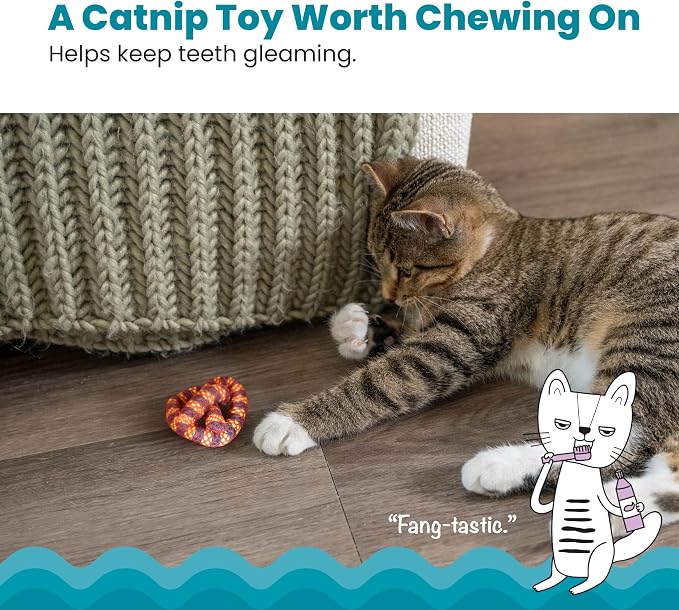 Catstages Plaque Away Pretzel Cat Toy ?€? Interactive Catnip Dental Chew Toy to Help Clean Teeth, Fun for Play and Chewing, Orange (Pack of 2) - Image 2