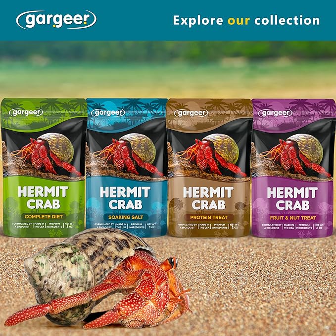 Gargeer Hermit Crab Soaking Salt, Ocean-Like Environment, Includes Calcium and Trace Minerals, No additives or Harmful Ingredients. for Optimal Health and Well-Being. Made in The USA. Enjoy !