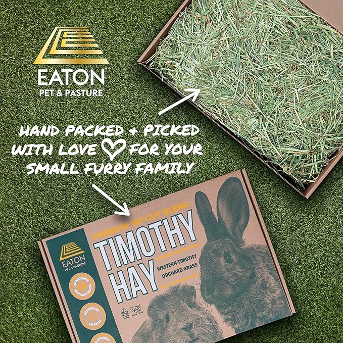 Eaton Pet and Pasture Naturally Grown, Premium, 1st Cut Blend, Western Timothy Hay Orchard Blend, Small Animal Food, Sustainable, Eco-Friendly, Farmer-Owned, 6LB-Box. (Pack of 2)