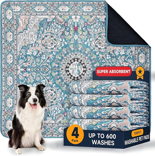 Washable Pee Pads for Dogs 4 Pack, Puppy Pads with Pheromones, 2026 Upgraded PuppyPad 18"x24" Waterproof Non-Slip Reusable Puppy Pad with Fast Absorbent,Leakproof Whelping Pads for Pet Housebreaking