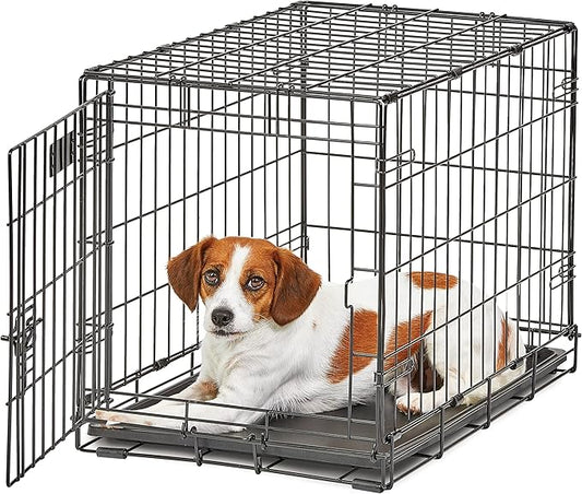 MidWest Homes for Pets 24-Inch LifeStages Crate for Small Breeds, 12-20 lbs, Single Door Folding Dog Crate with Divider Panel, Leak-Proof Tray & Secure Latch, Heavy-Duty & Easy to Assemble