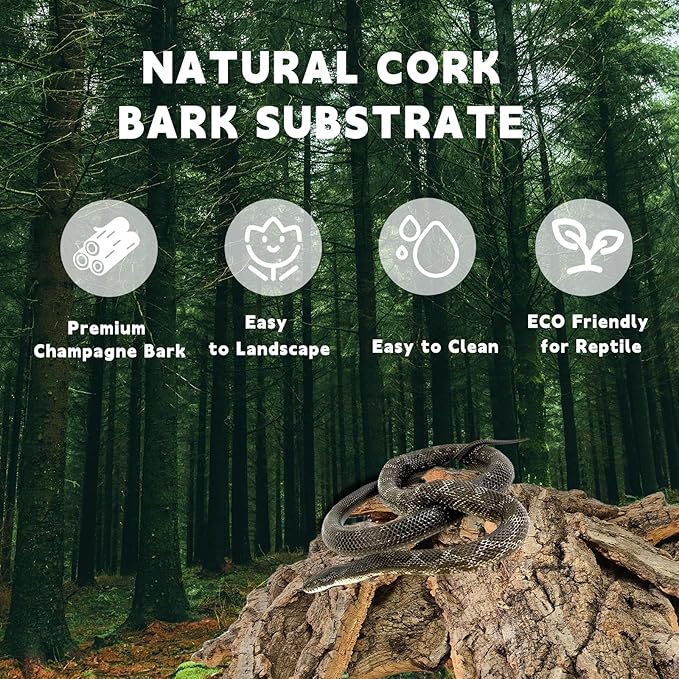 BNOSDM Reptile Terrarium Bark Substrate Bedding Tortoise 3.9-5.9in Natural Cork Bark Reptile Climbing Mat Habitat Decor for Lizard Snake Spiders Hermit Crabs Tarantula Geckos Bearded Dragons (0.7LB)