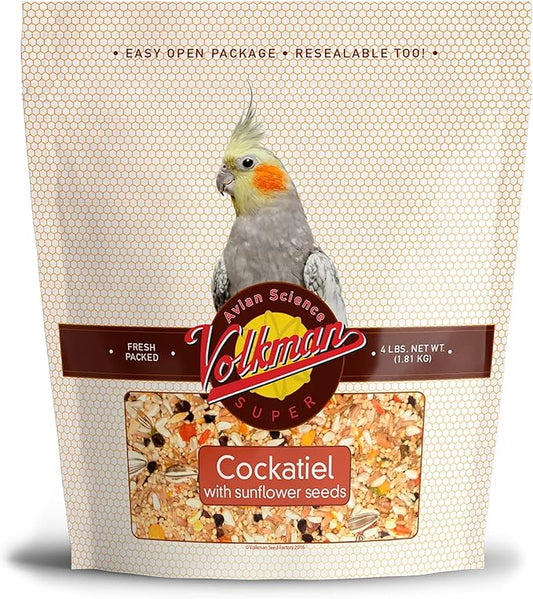 Volkman Seed Avian Science Super Cockatiel with Sunflower Bird Food 4lb
