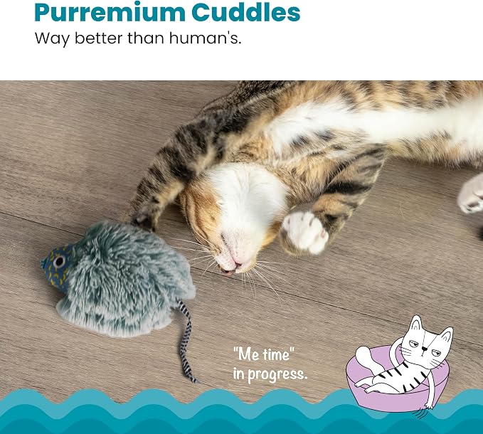 Catstages Nighttime Cuddle Plush Mouse Cat Toy with Catnip - Image 3
