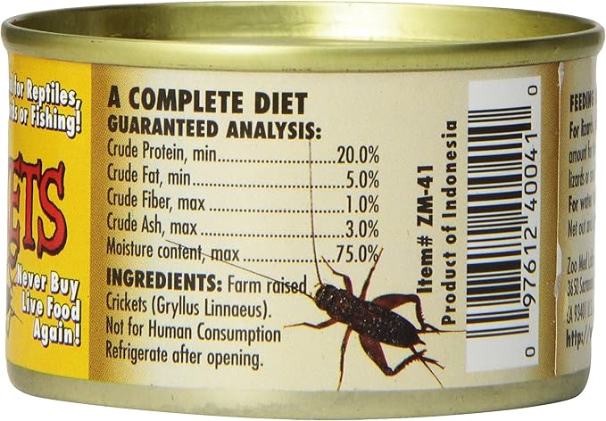 Zoo Med Laboratories SZMZM41 Can O Crickets Pet Food, 1.2-Ounce (Pack of 2)