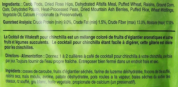 Vitakraft Cocktail Mixed Fruit Chinchilla Treat,4.5 oz,(Pack of 2)