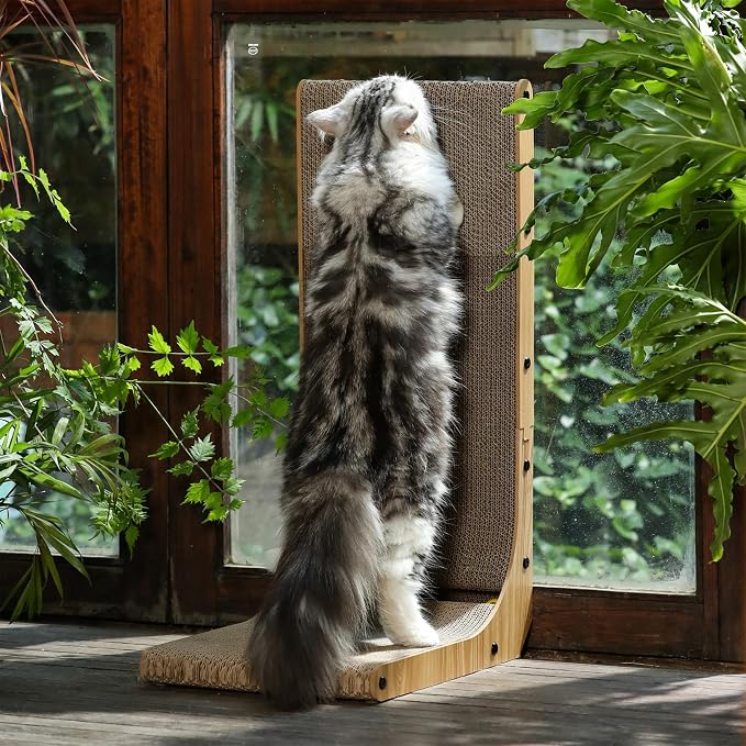FUKUMARU Cat Scratcher, 26.8 Inch L Shaped Cat Scratch Pad for Indoor Cats - Image 5