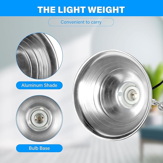 Simple Deluxe 100W Reptile Ceramic Heat Lamp Bulb and 150W Clamp Light with 8.5 Inch Reflector for Amphibian Pet, Silver 2024 Version