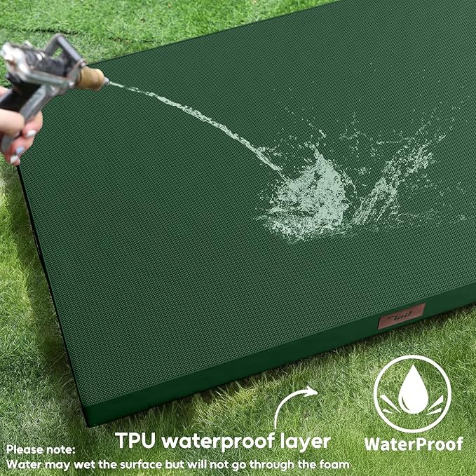 Outdoor All Weather Large Dog Bed, Waterproof Dog Bed for Large Dogs 36x27 Inch, Orthopedic Egg Crate Foam Pet Bed with Washable Removable Oxford Cooling Cover, Dark Green
