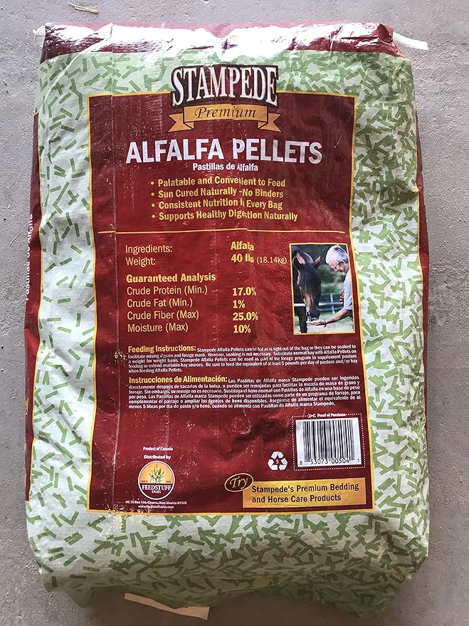 Stampede Alfalfa Pellets, Non-GMO - Perfect for Rabbits, Goats, Equine, and More! (40 lb)