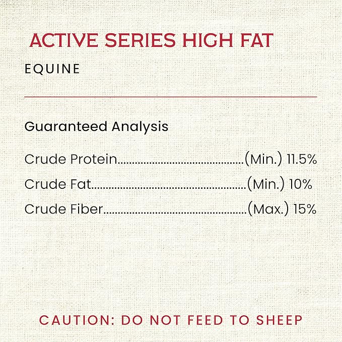 Active Series High Fat Horse Feed - 40 lb Bag, Energy-Dense Daily Horse Feed for Active and Working Horses, Designed to Support Body Condition and Consistent Performance Feeding Programs