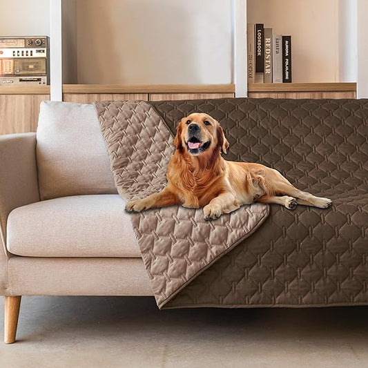 gogobunny 100% Double-Sided Waterproof Dog Bed Cover Pet Blanket Sofa Couch Furniture Protector for Puppy Large Dog Cat, Reversible (52x82 Inch (Pack of 1), Dark Chocolate/Light Chocolate)