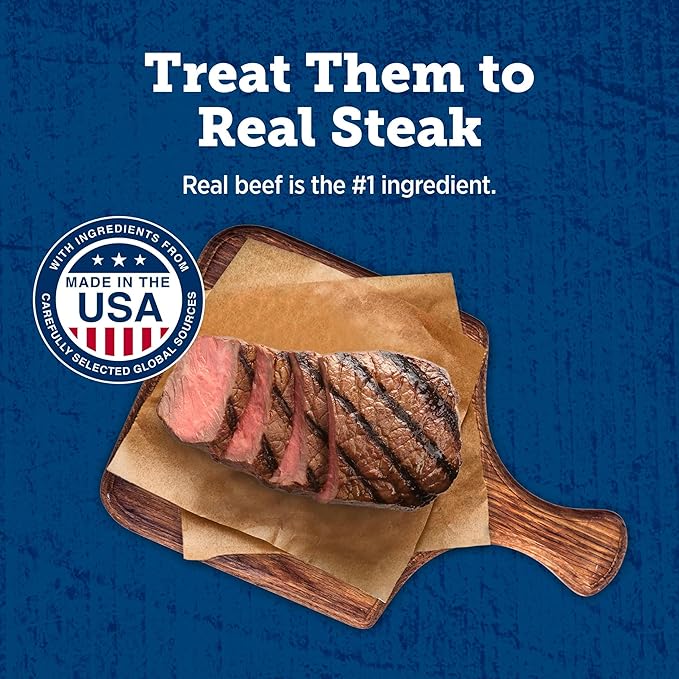 Blue Buffalo True Chews Premium Morsels Dog Treats, Made in The USA with Natural Ingredients, Steak, 10-oz Bag (Pack of 6)
