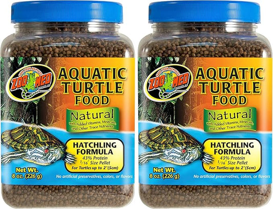 Zoo Med Natural Aquatic Turtle Food, Hatchling Formula, 8-Ounce (Pack of 2)