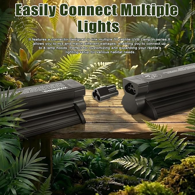 T5 HO UVB Reptile Light Kit, 12.4" Fixture with 8W 10.0 UVB Tube, Suitable for Desert Reptiles Including Juvenile Bearded Dragons in Standard Terrariums