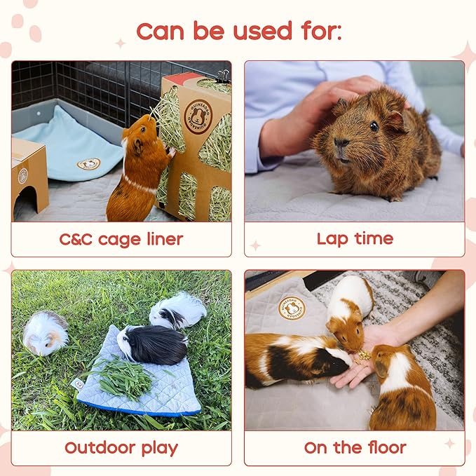 GuineaDad Original Reusable Cage Liner – Blue Fleece Bedding with Burrowing Pocket – Extra Absorbent Bamboo Core & Waterproof Bottom – Fits Midwest Guinea Pig Cage – Small Animal Supplies