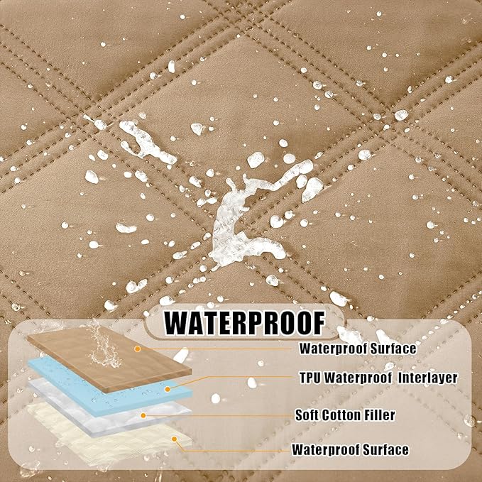 Smiry Waterproof Dog Bed Cover Blanket 40x80, Soft Reversible Pet Blanket, Washable Leakproof Cats Dogs Couch Cover for Sofa, Couch, Furniture, Camel/Beige