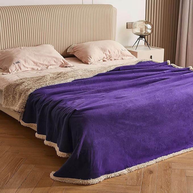 Kritter Planet Waterproof Dog Blanket, Washable Stain Proof Bed Cover, Reversible Leakproof Furniture Protector, Liquid Proof Blanket for Couch Sofa, 50x60 inch, Queen Size, Purple