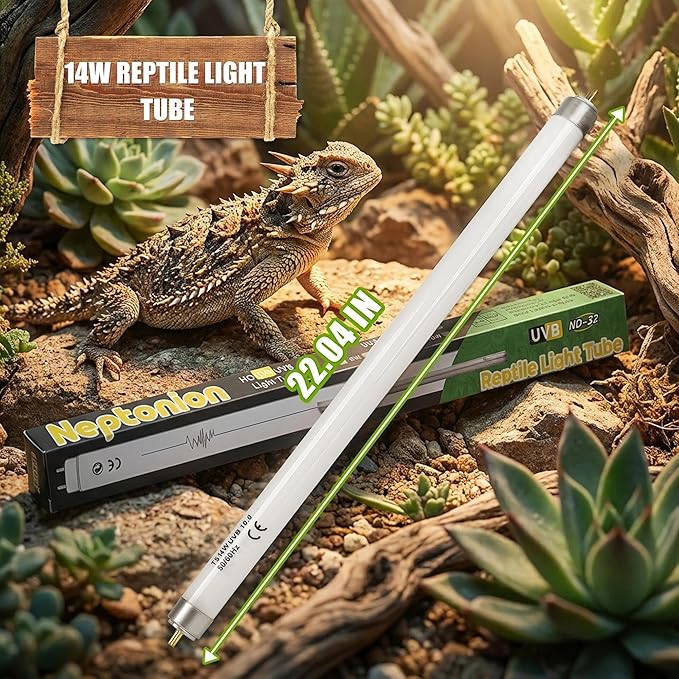 T5 HO UVB 5.0 Reptile Replacement Tube, 14W 22 in Linear Fluorescent Lamp, for Rainforest Reptiles