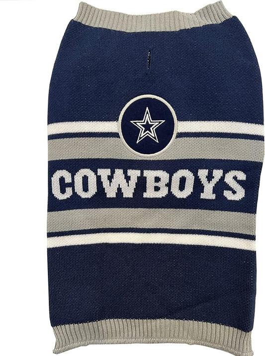 NFL Dallas Cowboys Dog Sweater, Size Extra Small. Warm and Cozy Knit Pet Sweater with NFL Team Logo, Best Puppy Sweater for Large and Small Dogs