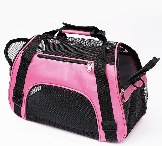 MuchL Cat Carrier for Small Cats Soft-Sided Pet Carrier for Cats Puppies Small Pets Airline Approved Lightweight Comfortable Travel Cat Carrier (Small, Pink)