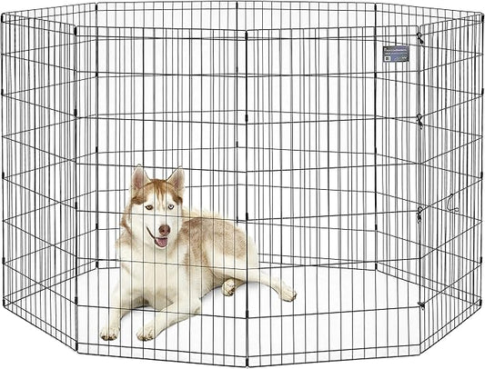 MidWest Homes for Pets 48-Inch Exercise Pen, for Indoor and Outdoor use, 16 Sq Feet of Play, Folding Dog Pen, No Door Design for Maximum Security, Easy to Set Up, Foldable Dog Playpen