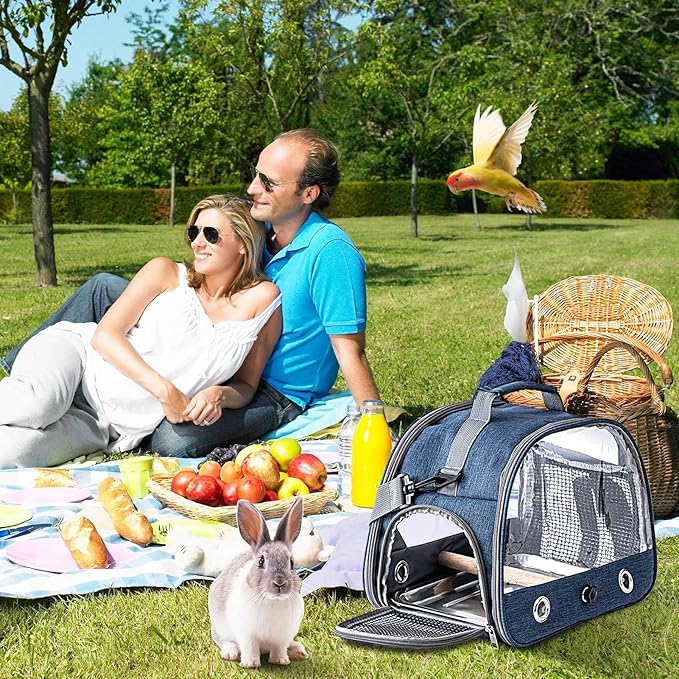 Bird Travel Cage - 33x24x26cm Small Parrot Bird Travel Cage, Lightweight Backpack for Parrot with Shoulder Strap | Portable Small Animal Carrier | Portable Birds Backpack for Budgies, Parakeets, Gent