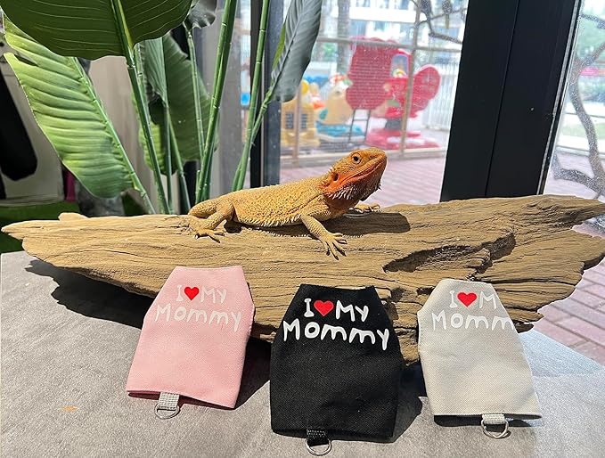 Bearded Dragon Carrier Backpack with Mommy Harness Set, Reptile Lizard Travel Carrier (Black, Mommy Harness)