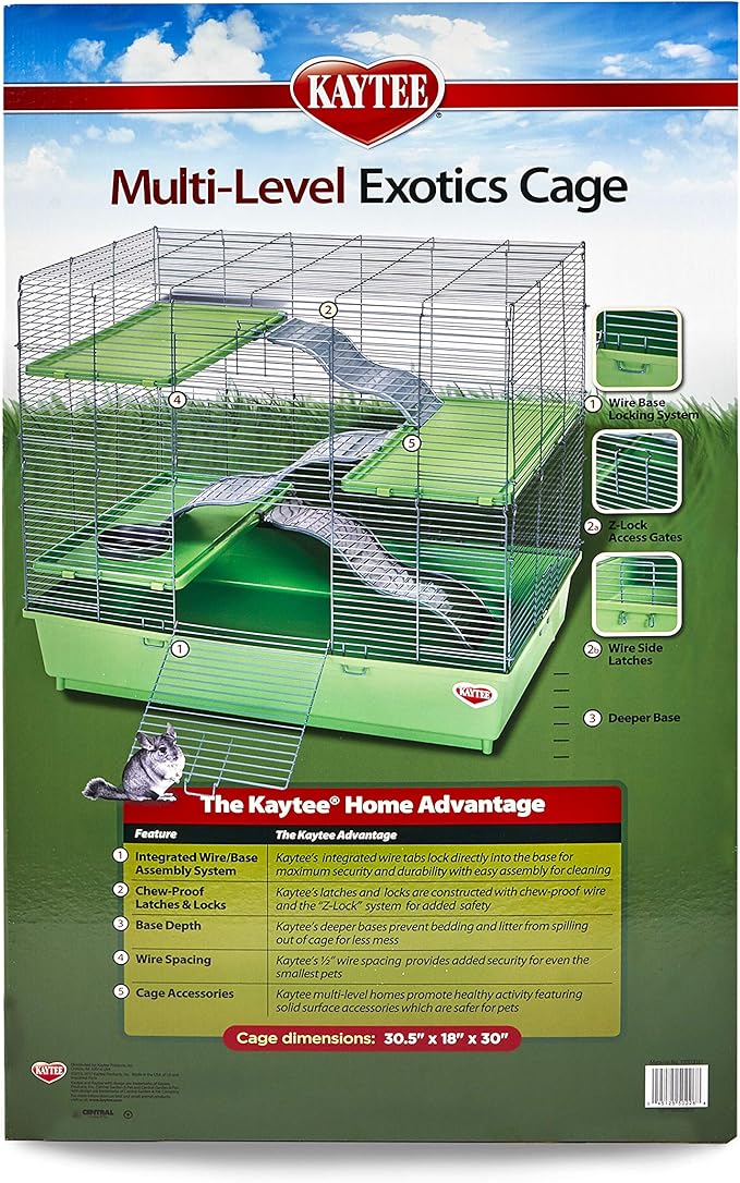 Kaytee My First Home Multi-Level Exotics Habitat for Pet Chinchillas, Rats, Degus, Sugar Gliders and Other Exotic Small Animals