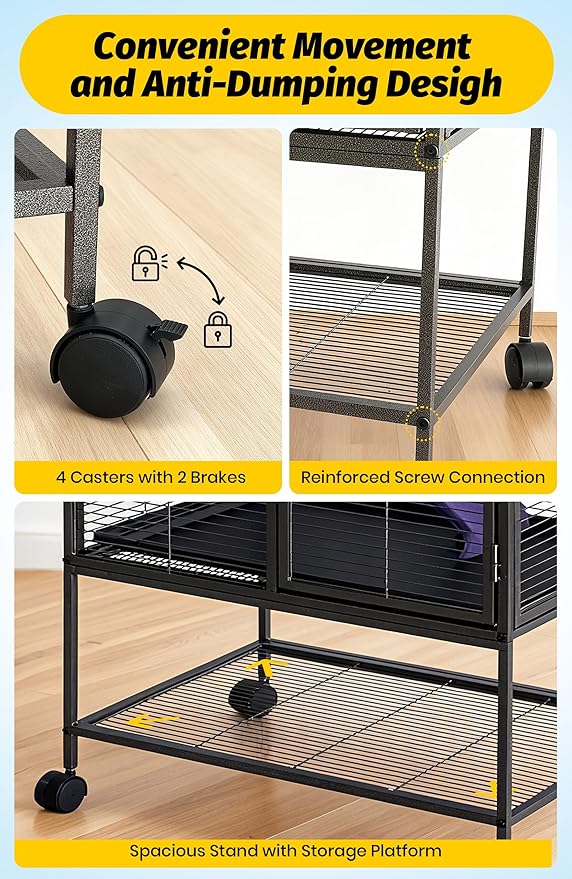 Garvee Metal Small Animal Cage,39 ''L Multi-Level Ferret Cage for Small Animals - Large Hamster Cage with Removable Ramp, Removable Tray for Chinchilla, Rabbit, Guinea Pigs, Hedgehog, Gerbil