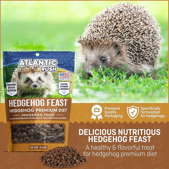 Atlantic Rush Hedgehog Feast Premium Food - Resealable Bag of Hedge Hog Delite- Small Critter Supplies Hedge Hog Food - Hedgehog Treats- Sourced & Made in The USA (2lb Hedgehog Feast)