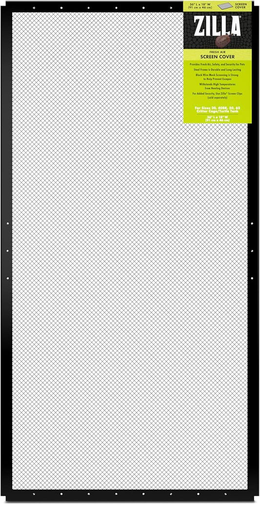 Zilla Fresh Air Screen Cover, Secure and Durable Metal Mesh Cover for Reptile Terrariums, 36 x 18 inches
