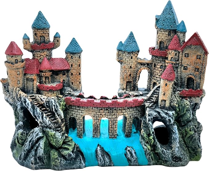 M2cbridge Antique Roman Column Ruins European Castle Aquarium Decorations Fish Tank Hideout Rocks (Large Castle)