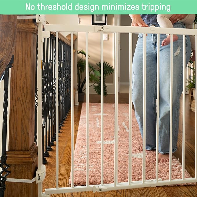 Ingenuity The Stairway+ 46W Series, 32"-48" Wide, 32.5" Tall, Baby Gate for Stairs, Dog Gate Indoor with Door for Banister to Banister Installation - White Metal